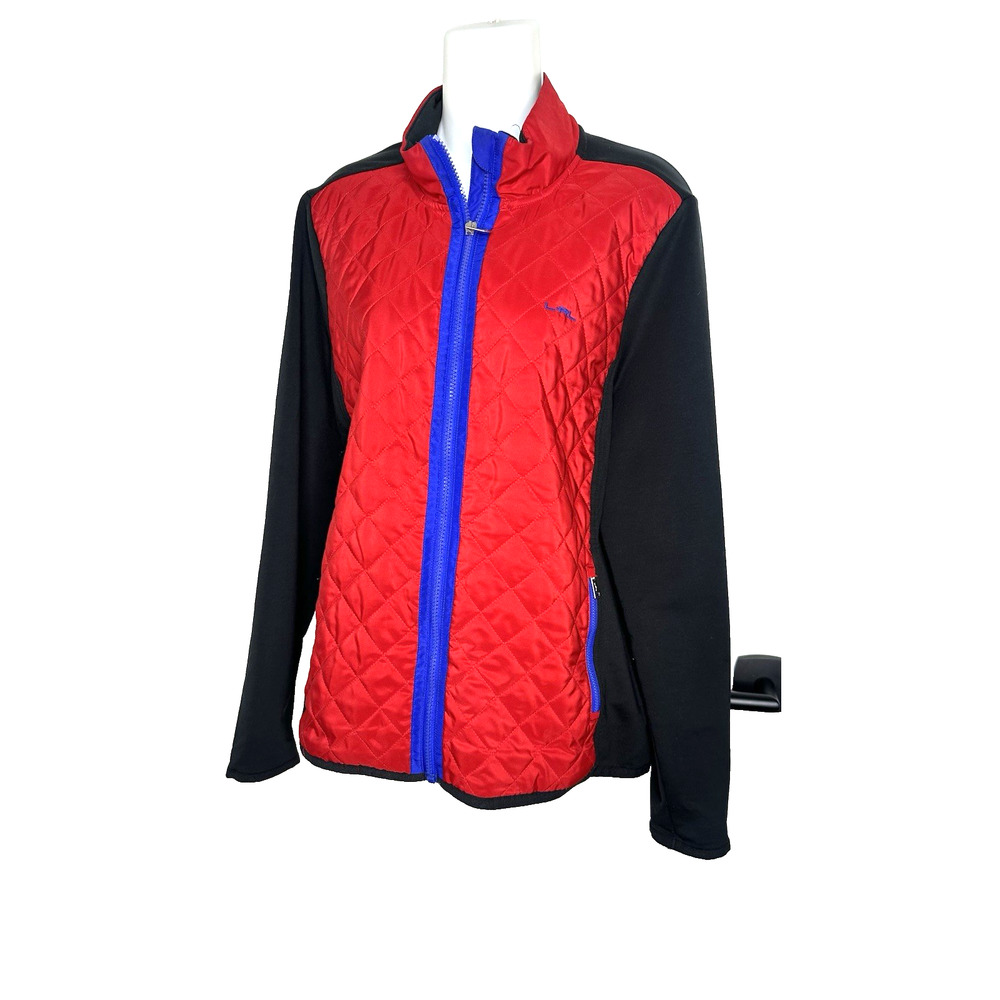L-RL Lauren Active Ralph Lauren Women's Jacket Zip Up Black Red sz XL